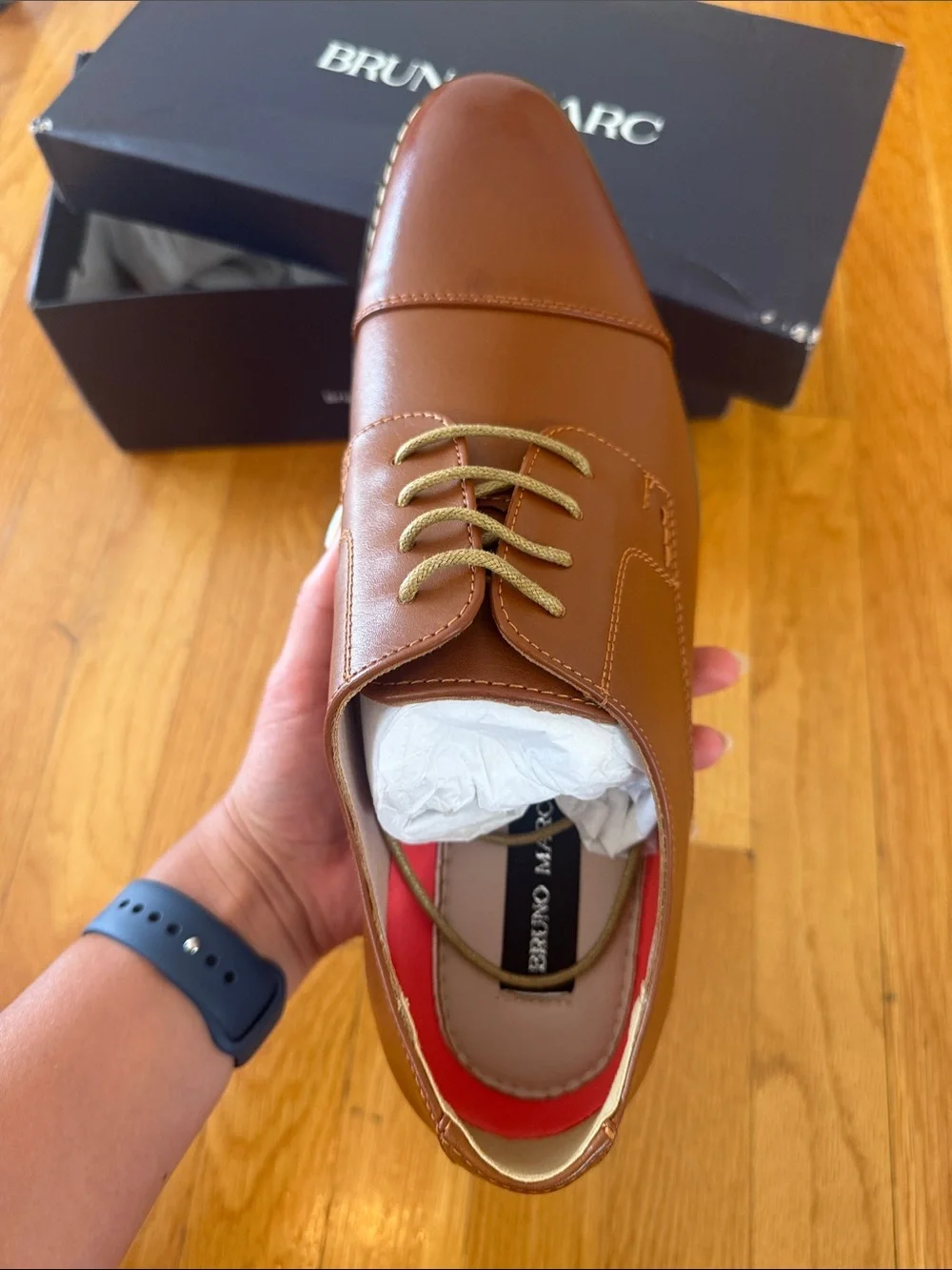 Bruno Marc Men’s Tan Leather Dress Shoes